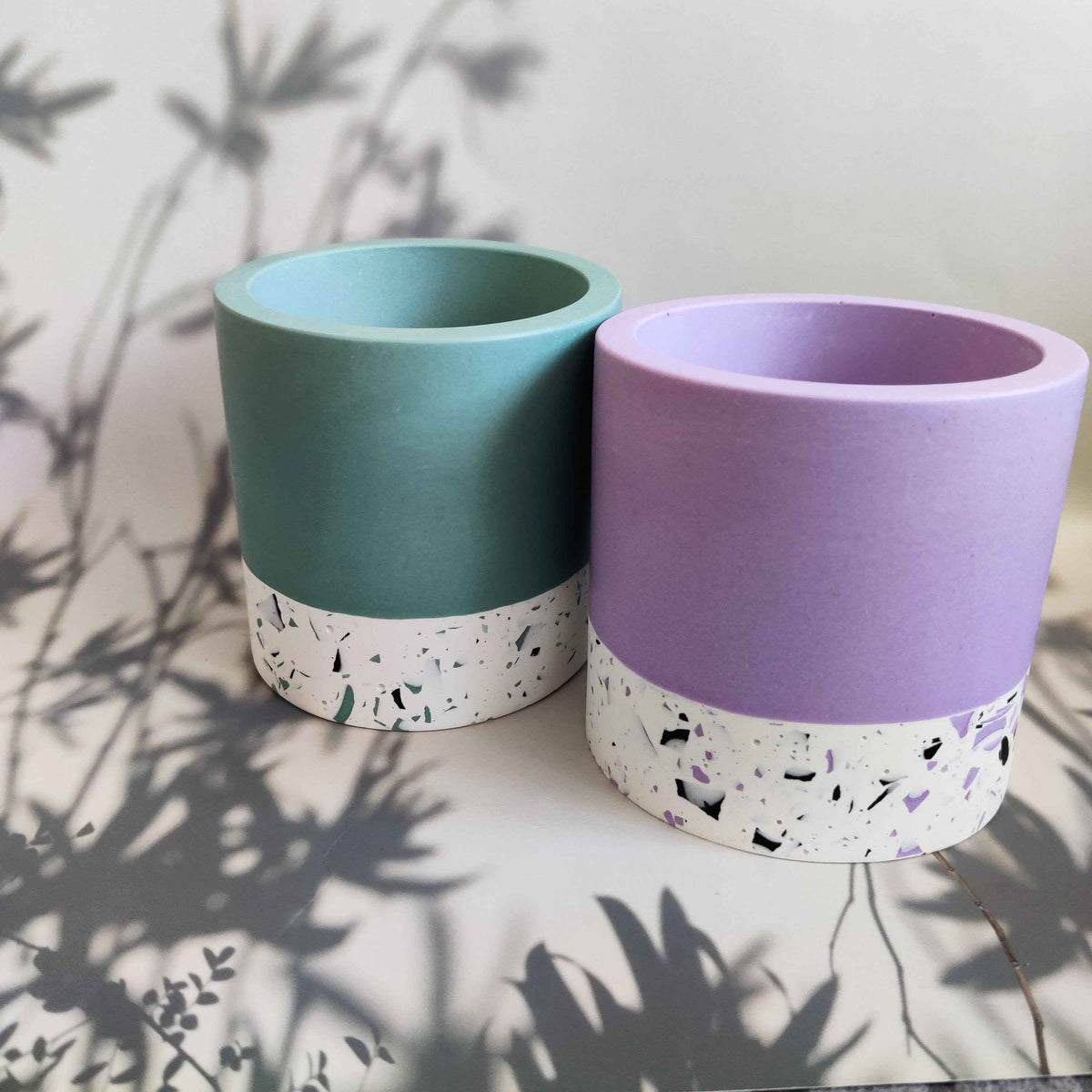 Half Terrazzo pen pot teal or purple, make up brushes holder-0