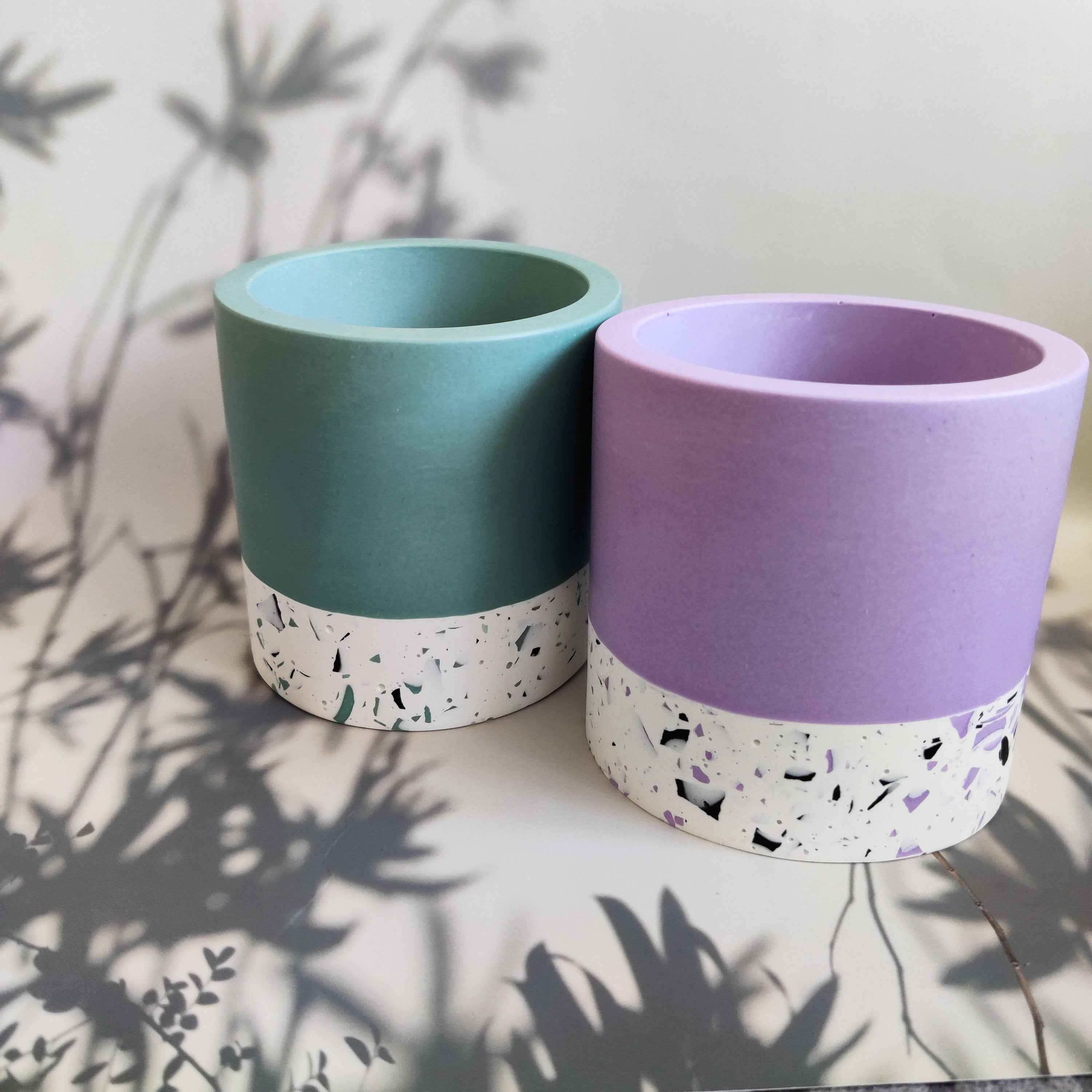 Half Terrazzo pen pot teal or purple, make up brushes holder-0