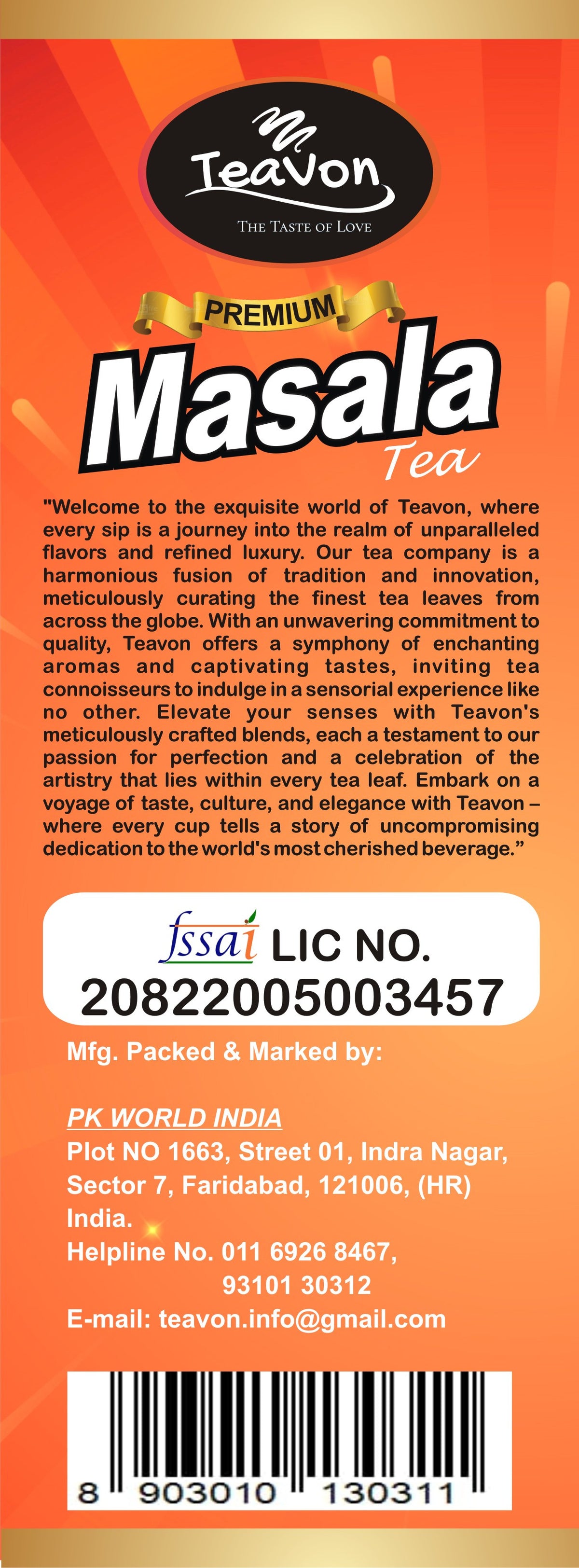 Teavon Masala Tea Box 250gm Pack of 1