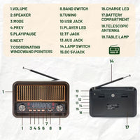 Portable AM/FM Radio with LED Flashlight & TF/USB/AUX