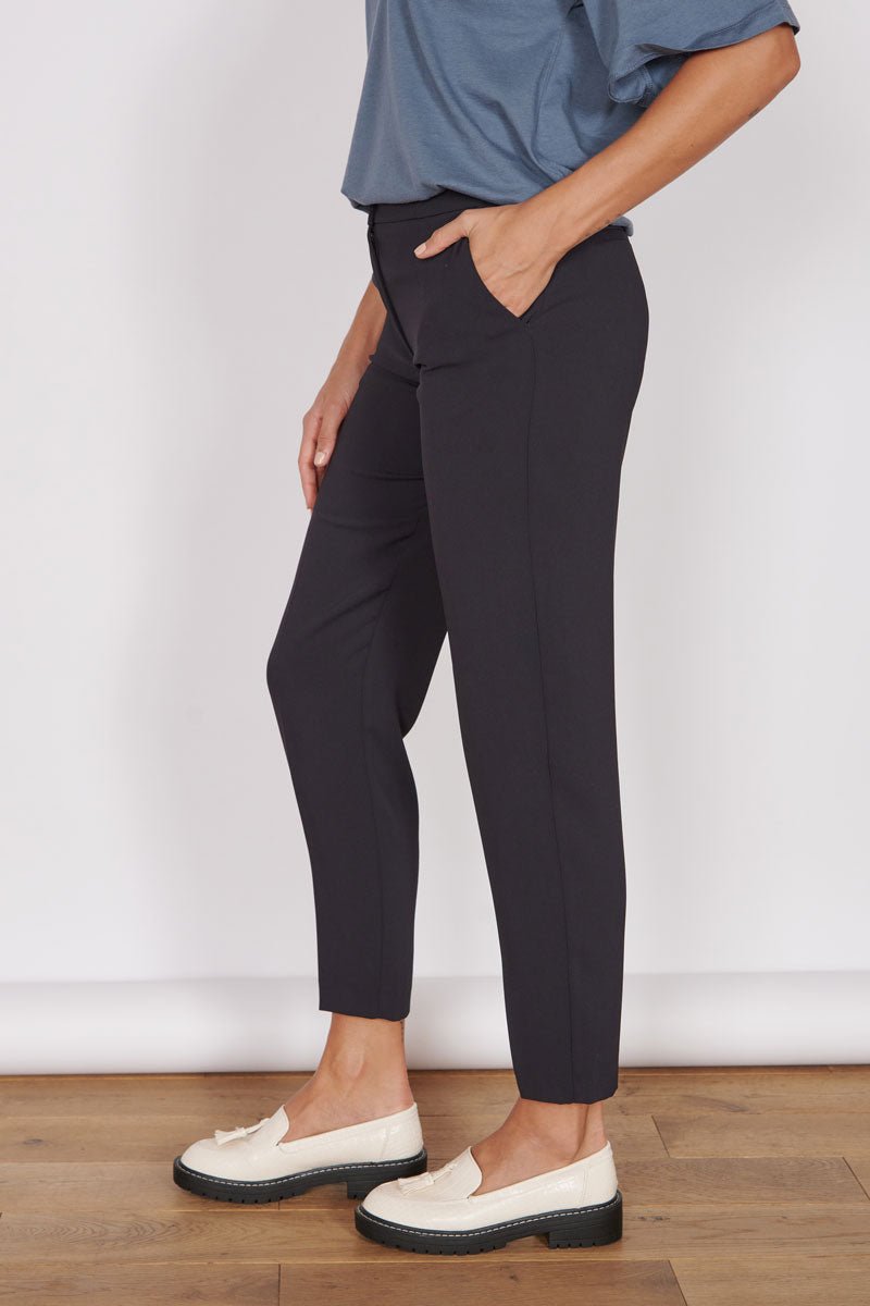 Fran Black Tapered Leg Tailored Trousers