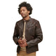 Men's Brown Leather Moto Jacket