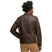 Men's Brown Leather Moto Jacket