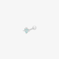 Princess heart shaped stud piercing earring with cubic zirconia
