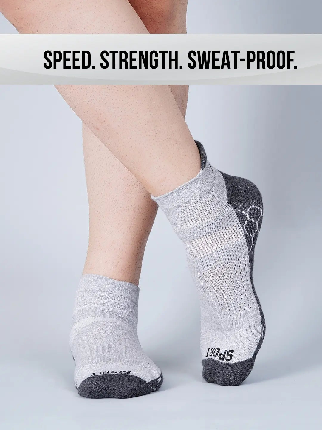 Pro+ PowerFit Athlete-Grade Performance Compression Sports Socks – Ankle Length – Pack of 3 Grey-4