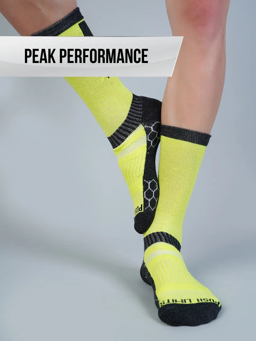 Pro+ PowerFit Athlete-Grade Performance Compression Sports Socks Crew Length - Pack of 2 Black, Neon Green-4