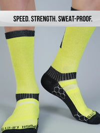 Pro+ PowerFit Athlete-Grade Performance Compression Sports Socks Crew Length - Pack of 2 Black, Neon Green-5