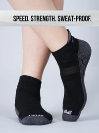 Pro+ PowerFit Athlete-Grade Performance Compression Sports Socks – Ankle Length – Pack of 3 Black-4