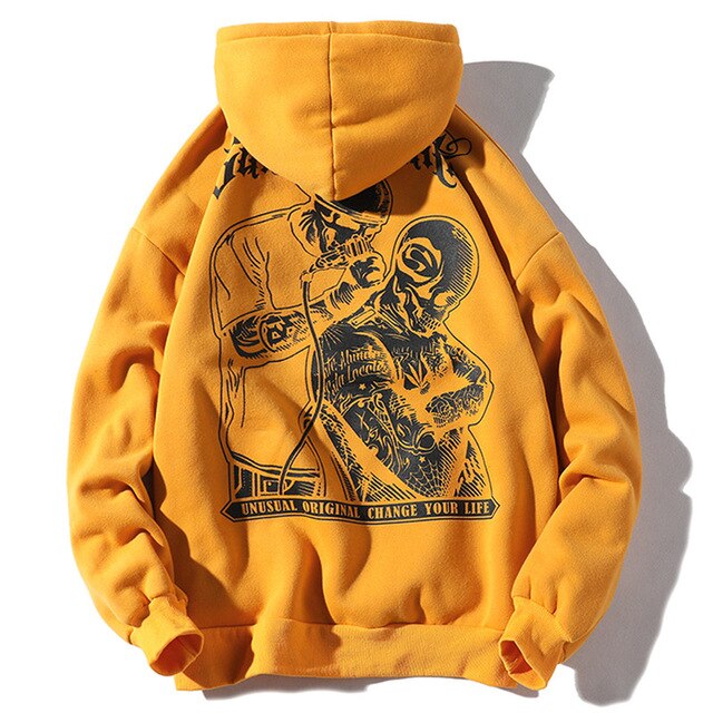Men Letter Printed Hooded Pullover Sweatshirt Men High Street Fashion Hip Hop Hoodie Streetwear Clothing