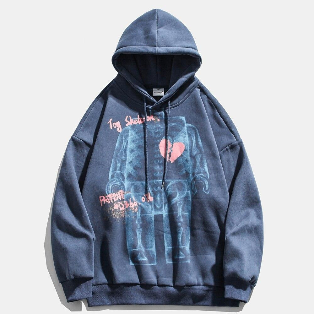 Bone Letter Print Streetwear Hoodie