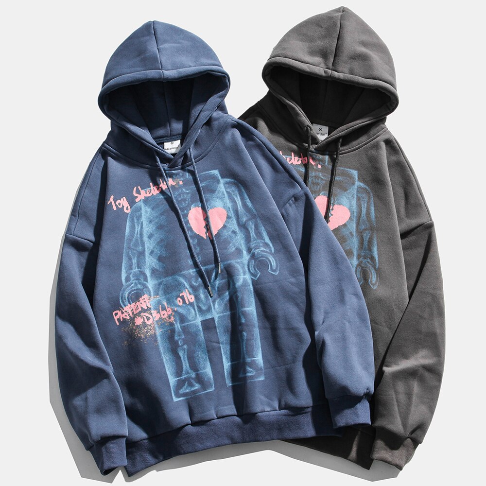 Bone Letter Print Streetwear Hoodie