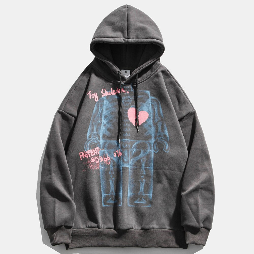 Bone Letter Print Streetwear Hoodie