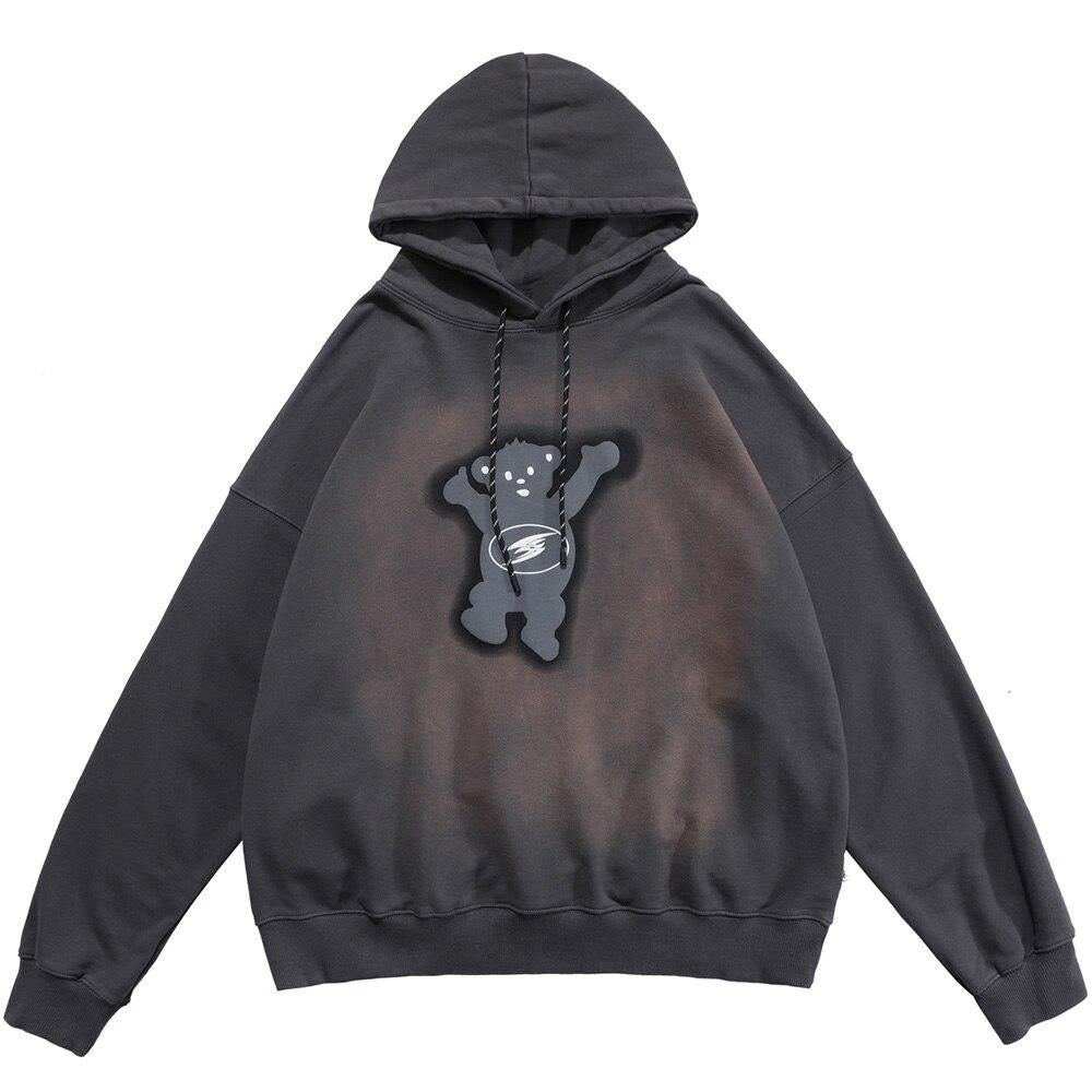 Bear Print Oversized Hoodie