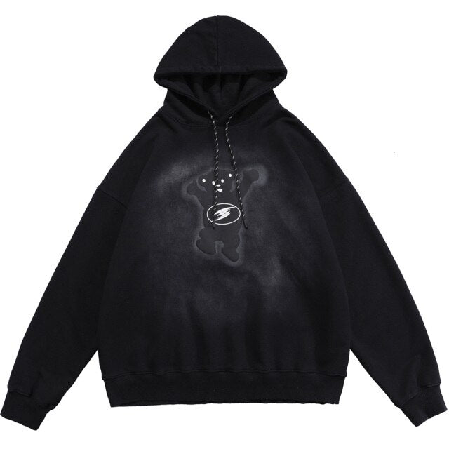 Bear Print Oversized Hoodie