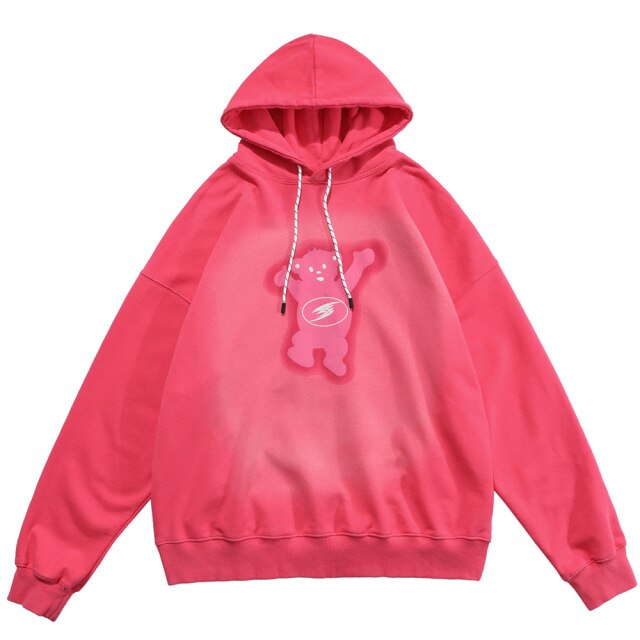 Bear Print Oversized Hoodie