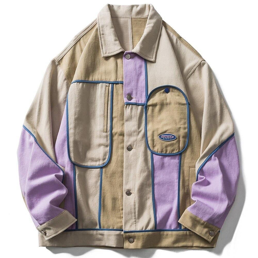 Color Block Patchwork Bomber Jacket