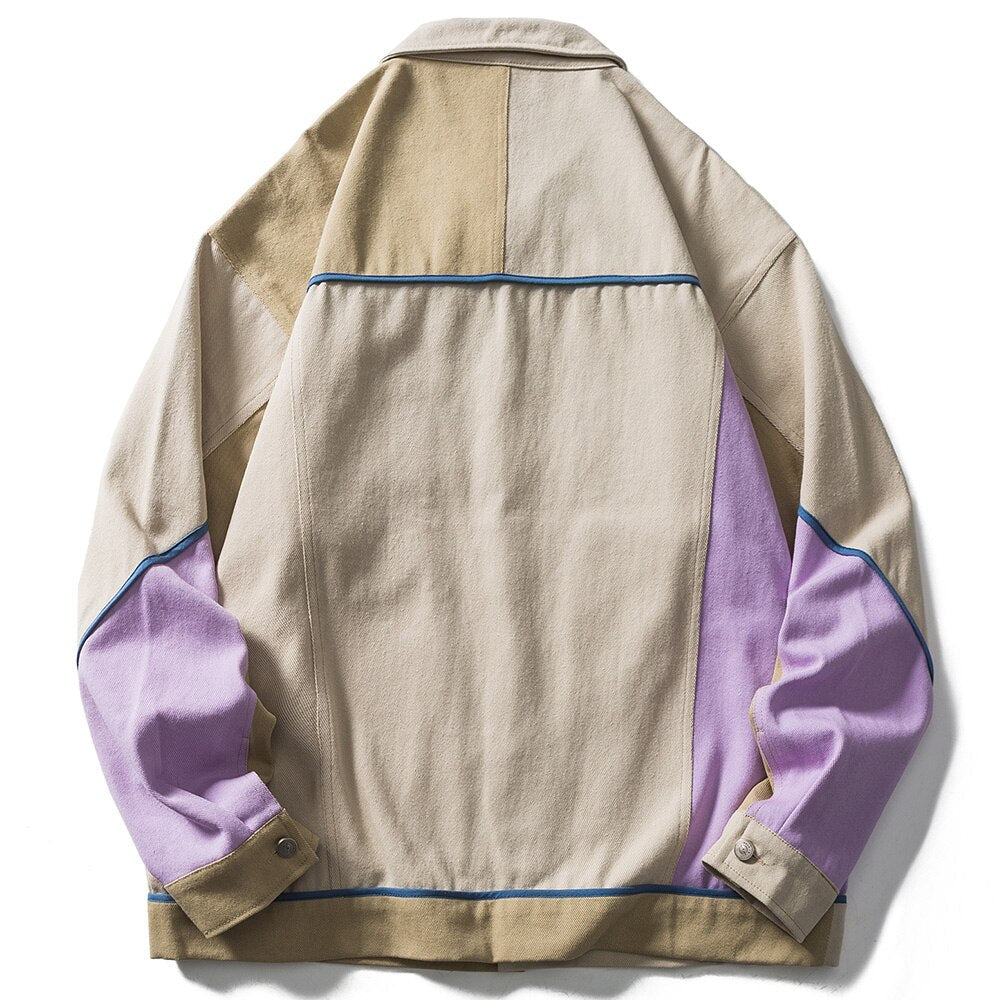 Color Block Patchwork Bomber Jacket