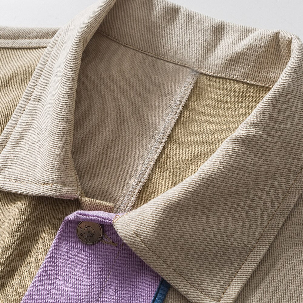 Color Block Patchwork Bomber Jacket