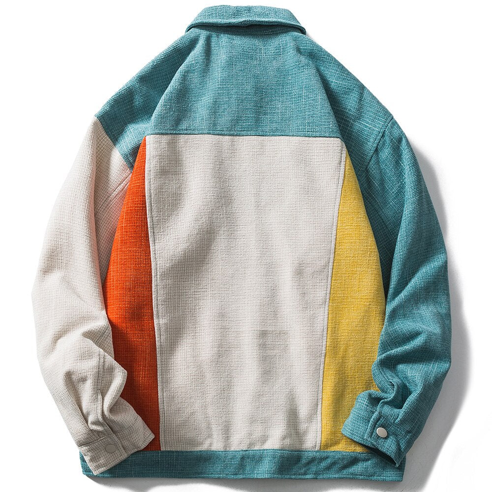 Color Block Patchwork Baggy Jacket