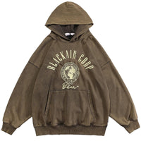 Hoodie Men Embroidery Washed Distressed Hooded Pullover Autumn Oversized Retro Punk All-match Sweatshirt Men Streetwear