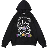 Bear Embroidery Hooded Sweatshirt