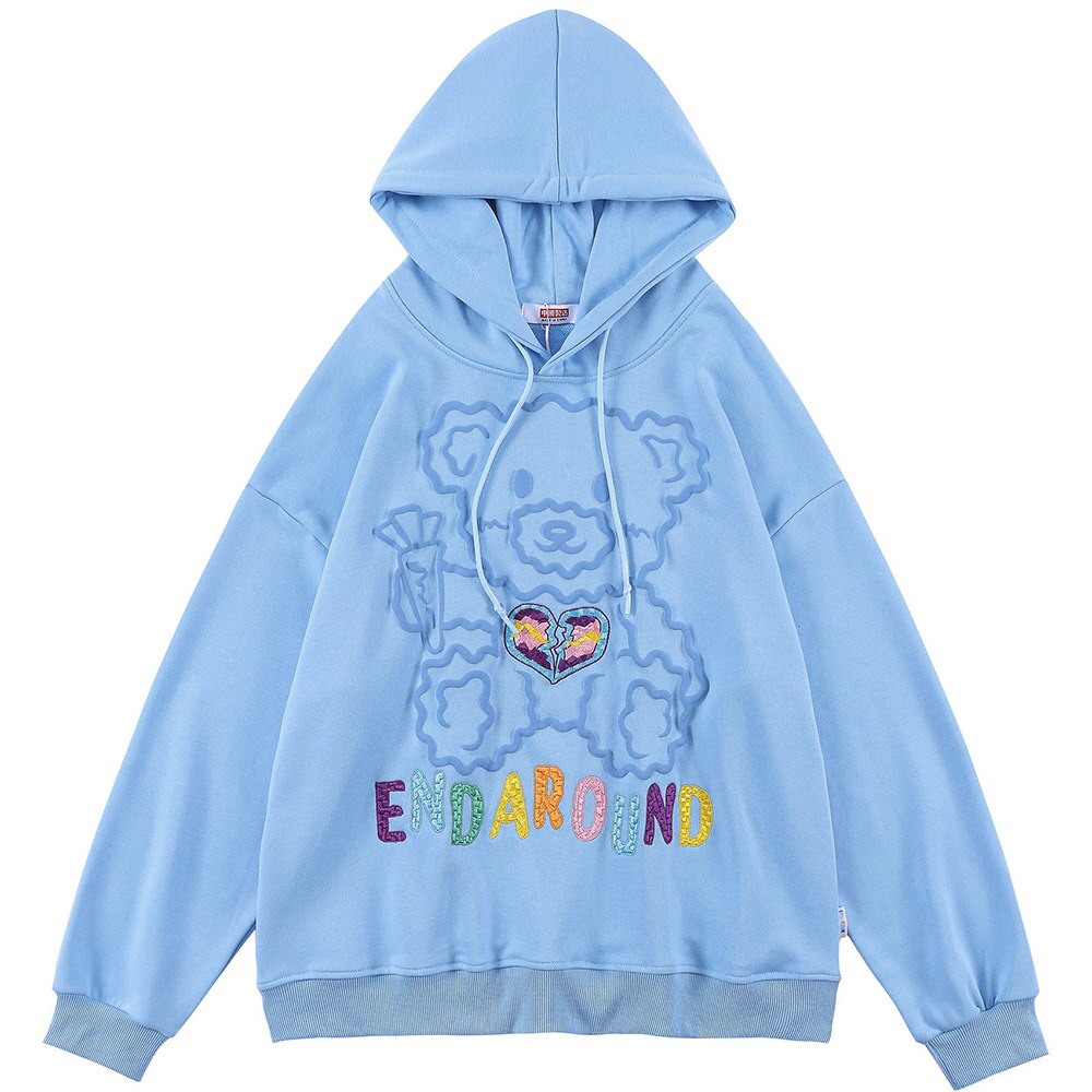 Bear Embroidery Hooded Sweatshirt