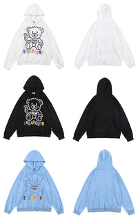 Bear Embroidery Hooded Sweatshirt