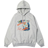 Men Funny Cartoon Bear Colorful Letter Print Sweatshirt Couple High Street College Style Pullover Men Streetwear