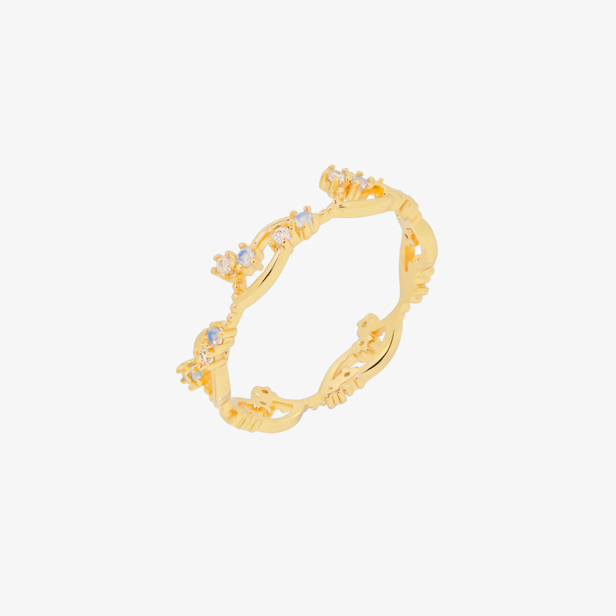 Wavy moonstone cubic zirconia ring by Nabi London