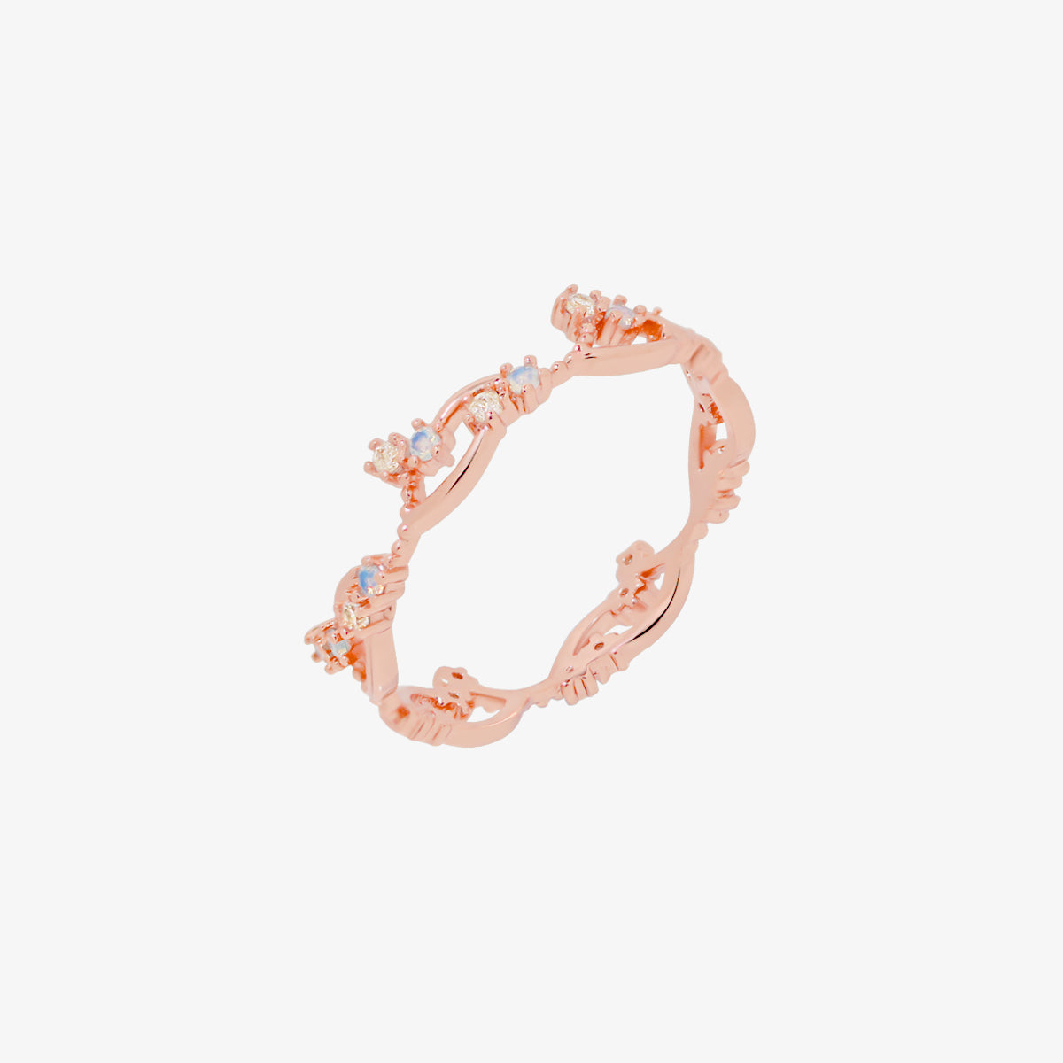 Wavy moonstone cubic zirconia ring by Nabi London — view 6