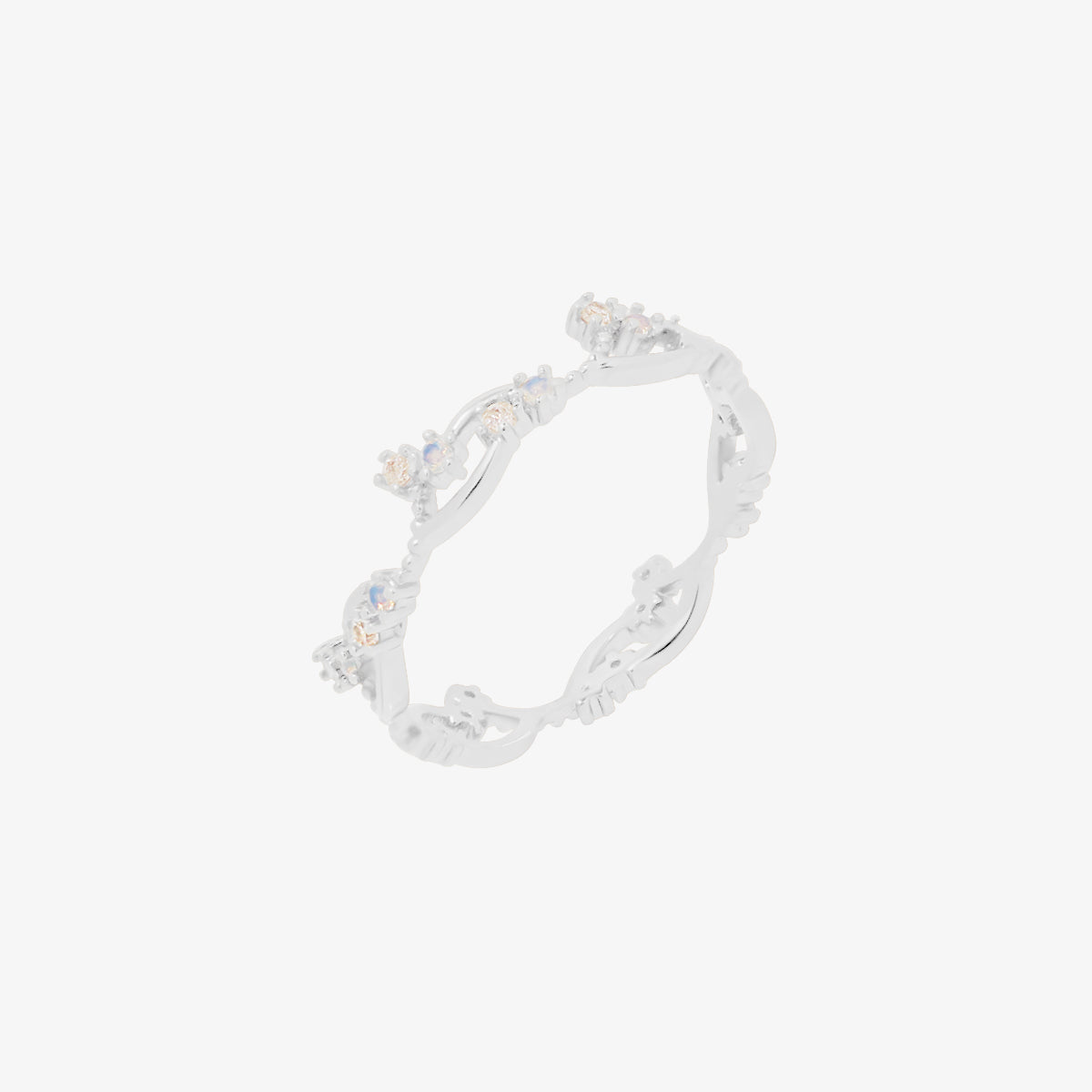 Wavy moonstone cubic zirconia ring by Nabi London — view 5