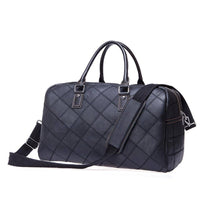 Rossie Viren  Men's Quilted Large Capacity  Leather Duffel Carryall Travel  Bag