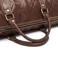 Rossie Viren  Men's Quilted Large Capacity  Leather Duffel Carryall Travel  Bag