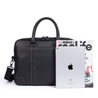 Rossie Viren Vintage Classic Double  Zip Leather  Briefcase Work Bags Brown Stitching