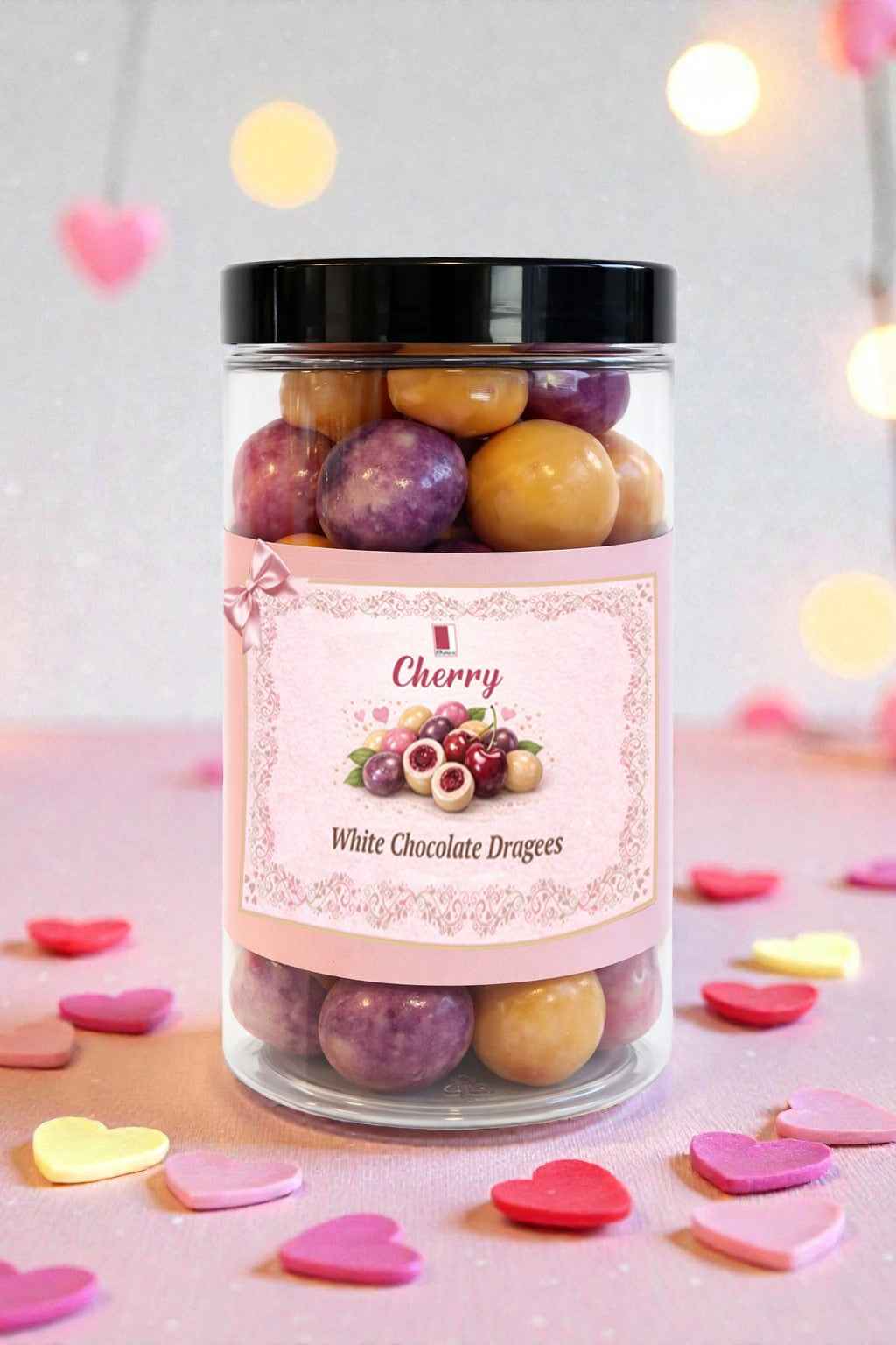White Chocolate Coated Coloured Cherries, Palm Oil Free, 215g-1