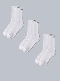 Air Garb White Crew Socks for Men & Women - Cushion Breathable – Pack of 3