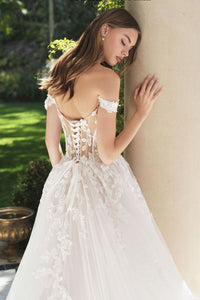 Dress Off-The-Shoulder Neckline And A Sheer, Lace-Appliqued Bodice
