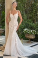 Embroidered Lace Mermaid Bridal Gown with Tulle Bow Train