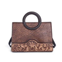 Rossie Viren Women's Crossbody Tote Bag with Leather Circular Handle