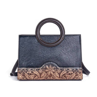 Rossie Viren Women's Crossbody Tote Bag with Leather Circular Handle