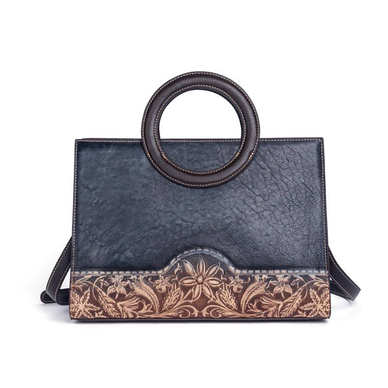 Rossie Viren Women's Crossbody Tote Bag with Leather Circular Handle