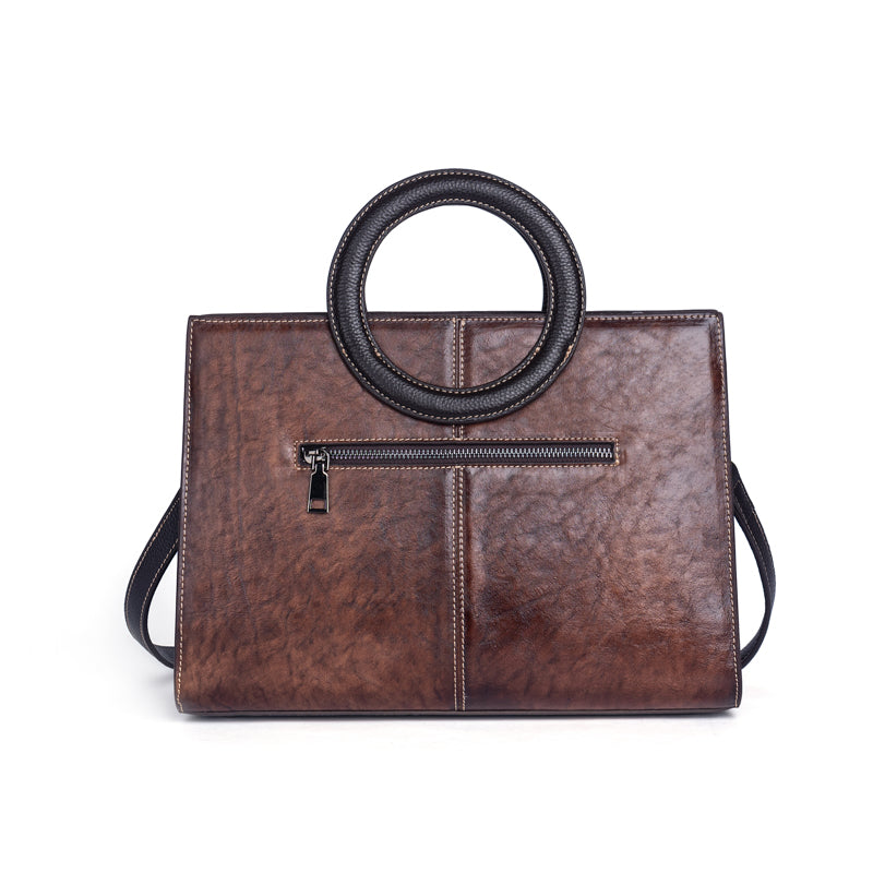Rossie Viren Women's Crossbody Tote Bag with Leather Circular Handle
